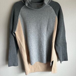 Ost Gray and Tan Cowl Neck Sweater